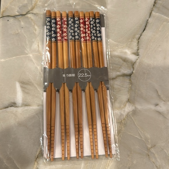 Reusable Set of 5 Pairs Japanese Natural Wood Chop - Picture 1 of 2